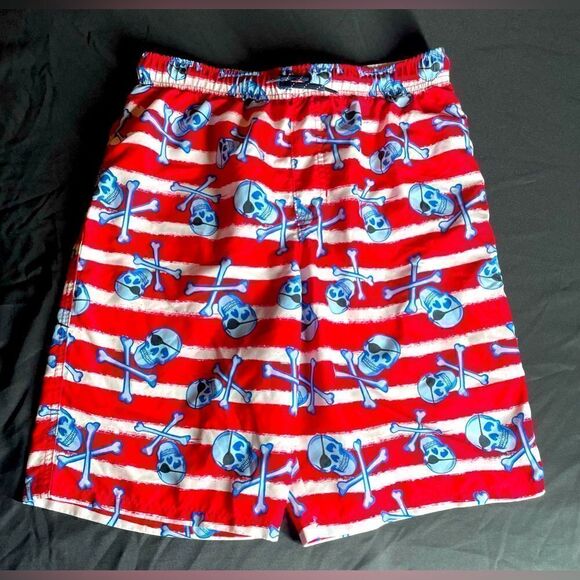 Skull & Crossbones Wonder Nation Swim Board Shorts Swim Suit Unisex Kids X-Large - Picture 1 of 3